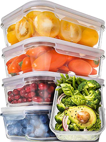 Book Cover Prep Naturals Glass Meal Prep Containers - Food Prep Containers with Lids Meal Prep - Food Storage Containers Airtight - Lunch Containers Portion Control Containers Bpa-Free (5 Pack,30 Ounce)