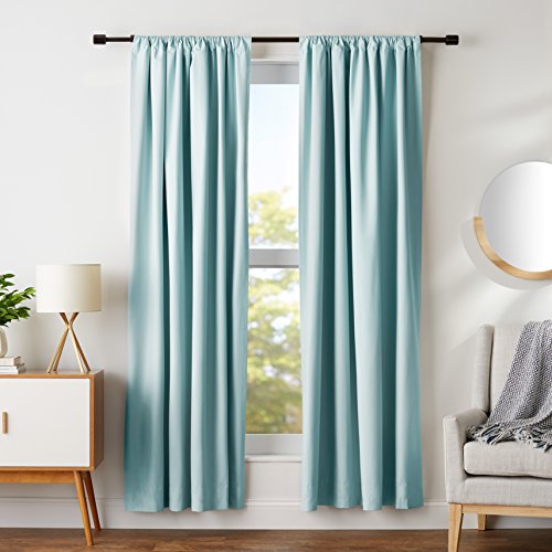 Book Cover AmazonBasics Room Darkening Blackout Window Curtains with Tie Backs Set, 52