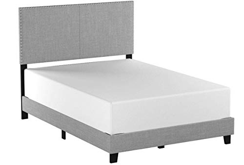 Book Cover Crown Mark Erin Upholstered Panel Bed in Gray, Twin