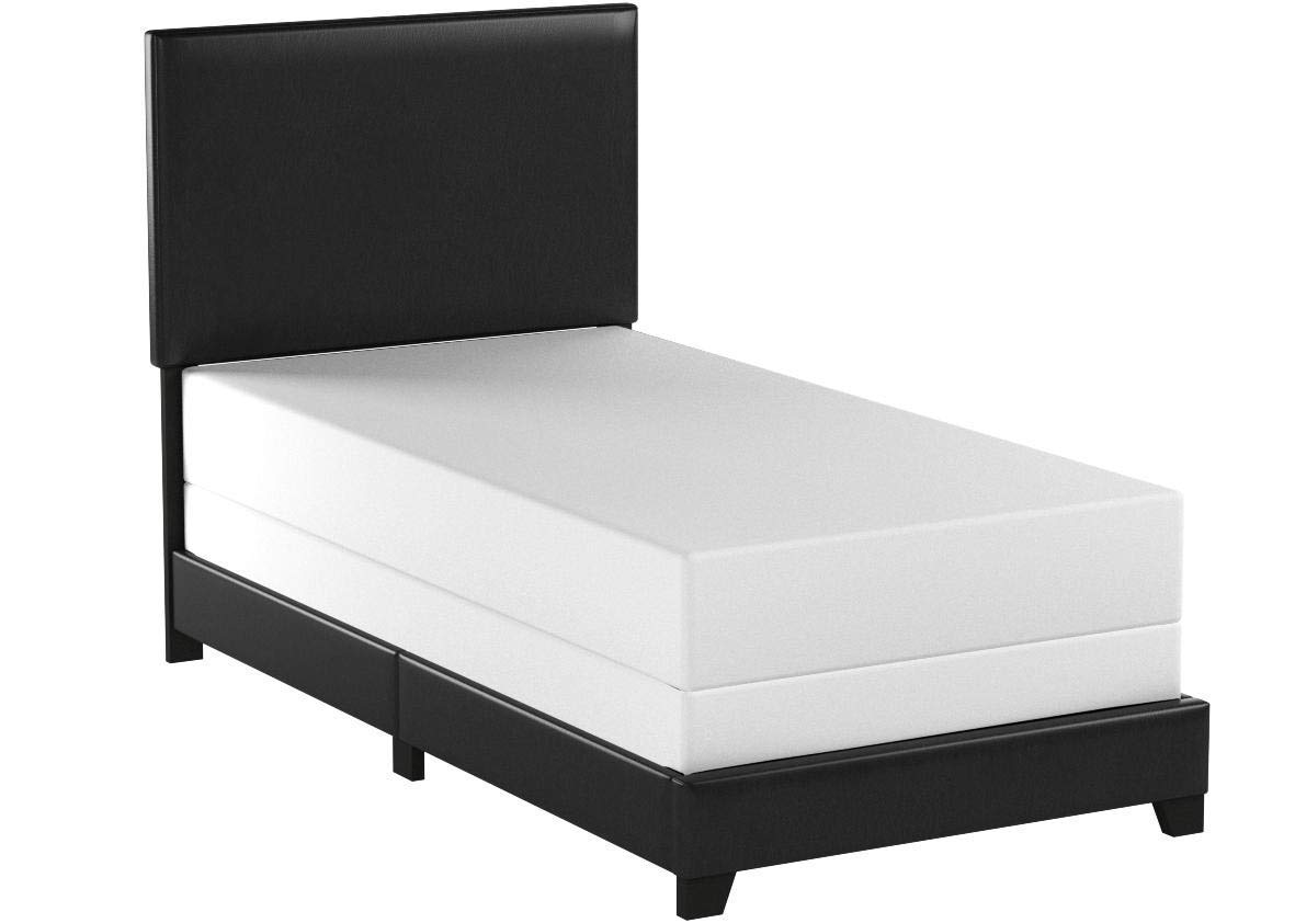 Book Cover Crown Mark Erin Upholstered Panel Bed in Black, Twin Twin Black