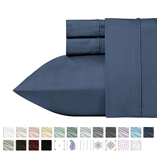 Book Cover California Design Den 400 Thread Count Solid Twin XL Sheet Set (3 pc, Indigo Batik) - Long Staple Combed Pure Natural 100% Cotton Bedsheets, Soft & Silky Sateen Weave Sheets