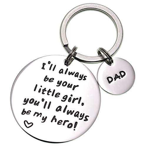 Book Cover Father's Day Keychain - I'll Always Be Your Little Girl.You Will Always Be My Hero Keychain, Stainless Steel