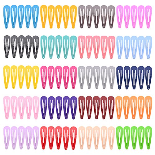 Book Cover PIDOUDOU 100 Pieces Solid Color 2 Inch Barrettes Women Metal Snap Clips
