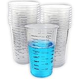 20 8oz Disposable Graduated Clear Plastic Cups for Mixing Paint, Stain, Epoxy, Resin