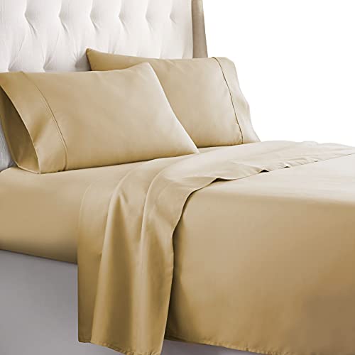 Book Cover HC Collection King Size Sheets Set - Bedding Sheets & Pillowcases w/ 16 inch Deep Pockets - Fade Resistant & Machine Washable - 4 Piece 1800 Series King Bed Sheet Sets â€“ Camel