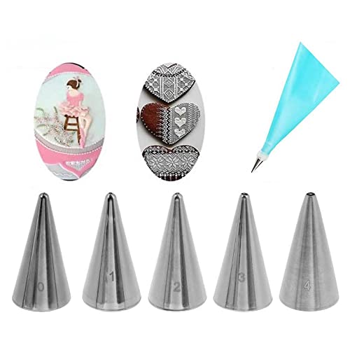 GOOTRADES 7 Pcs-Set Cake Decorating Tips (5 Writing Tube,1 Coupler,1 Silicone Pastry Bag)