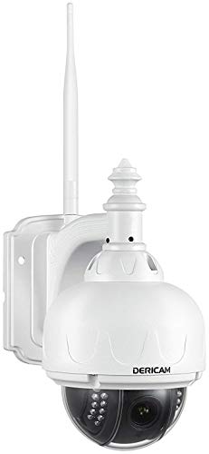 Dericam Outdoor WiFi IP Security Camera, PTZ Camera, 4X Optical Zoom, Auto-Focus, 1.3 Megapixel, No SD Card Pre-Installed, S1-N (No Card) White