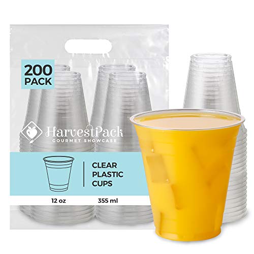 Book Cover HARVEST PACK 12 oz Crystal Clear Disposable Plastic Cups [200 Count]