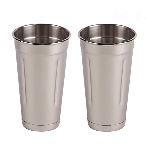 (Set of 2) 30 oz Stainless Steel Malt Cups by Tezzorio, Professional Blender Cups, Milkshake Cups, Cocktail Mixing Cups