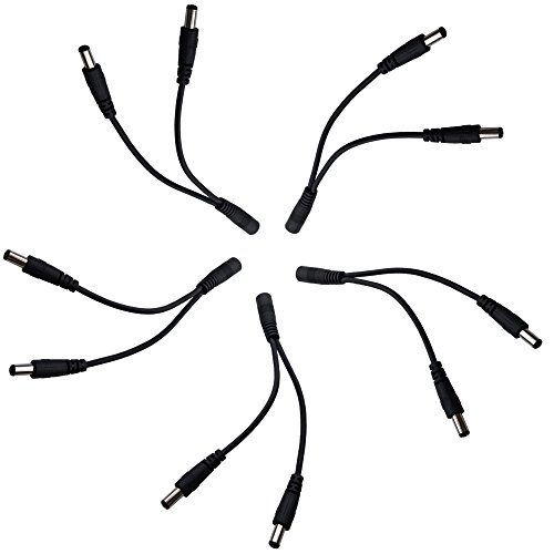 DZYDZR 5pcs 5.5mm x 2.1mm Y Splitter Cable 1 Female to 2 Male Splitter 2 Way DC Power Cable for LED Strip - CCTV Camera - Car - Monitors
