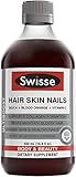 Swisse Hair Skin and Nails Vitamins for Women | Supports Hair Growth & Collagen Production | Vitamin C, Blood Orange & Silica | Glossy Hair, Radiant Skin and Healthy Nails Supplement | 16.9 fl oz