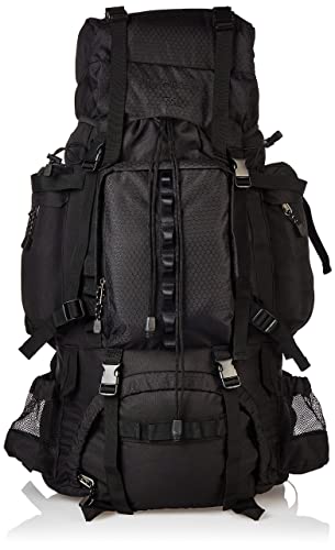 Amazon Basics Internal Frame Hiking Camping Rucksack Backpack with Rainfly - 15 x 6.5 x 30 Inches, 55 Liters, Black