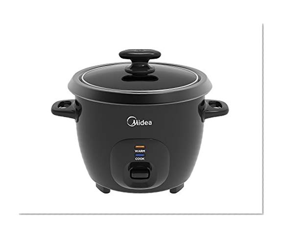 Book Cover Midea 3-Cup (Cooked),1.5 Cup (Uncooked) Small Rice Cooker with Food Steamer (MRC173-B), Black