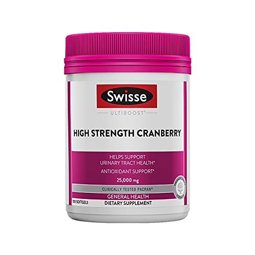 Swisse Ultiboost High Strength Cranberry Supplement | Urinary Tract Health Support | 25, 000 mg, 100 Softgel Tablets