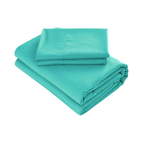 Book Cover Prime Bedding Bed Sheets - 3 Piece Twin Sheets, Deep Pocket Fitted Sheet, Flat Sheet, Pillow Case - Turquoise