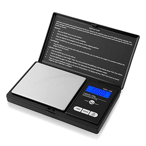 Book Cover Weigh Gram Scale Digital Pocket Scale,100g by 0.01g,Digital Grams Scale, Food Scale, Jewelry Scale Black, Kitchen Scale 100g