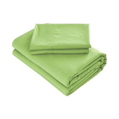 Book Cover Prime Bedding Bed Sheets - 4 Piece Full Size Sheets, Deep Pocket Fitted Sheet, Flat Sheet, Pillow Cases - Lime Green