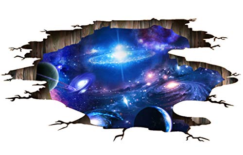 Book Cover Quanhaigou Galaxy Wall Decals , Removable PVC Magic 3D Milky Way Outer Space Planet Ceiling Floor Sticker,The Art Dreamscape Home Decor Murals Wallpaper