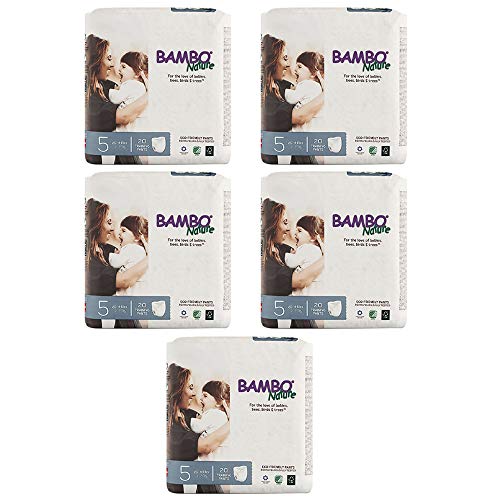 Book Cover Bambo Nature Eco Friendly Premium Training Pants for Sensitive Skin, Size 5 (26-44 Lbs), 100 Count (5 Packs of 20)