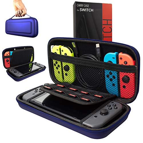 Orzly Carry Case Compatible With Nintendo Switch - MIDNIGHT BLUE Protective Hard Portable Travel Carry Case Shell Pouch for Nintendo Switch Console & Accessories
