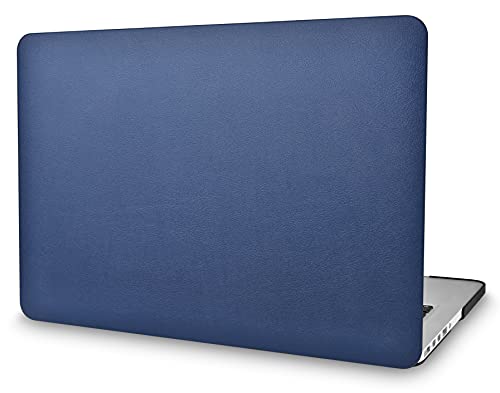 KECC Compatible with MacBook Air 13 inch Case (2010-2017 Release) A1369/A1466 Protective Italian Leather Hard Shell (Navy Blue Leather)