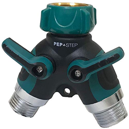 PEP STEP Garden Hose Splitter 2 Way Y Connector | Y Valve Double Hose Connector Comfortable Rubberized Grip Garden Water Hose Ball Valve Easy Grip Heavy Duty