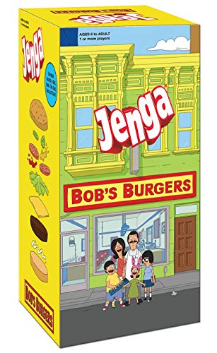 Book Cover USAOPOLY Bob's Burgers Edition Jenga Game|Move Your Characters Up The Blocks to Score Points|Play As 1 of 6 of Your Favorite Characters|Custom Blocks are Traditional Burger Ingredients