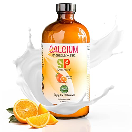 GreenPeach Liquid Calcium for Kids â€“ Organic Calcium Magnesium Supplement â€“ Vegetarian, Kosher Calcium Citrate with Vitamin D3 Kids Calming Supplement â€“ No Sugar or Artificial Flavors