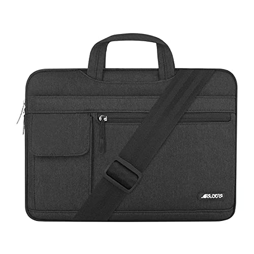 Book Cover MOSISO Laptop Shoulder Bag Compatible with MacBook Pro 16 inch 2021 M1 Pro/M1 Max A2485/2019-2020 A2141/Pro 15 A1398, 15-15.6 inch Notebook, Polyester Flapover Briefcase Sleeve Case, Black