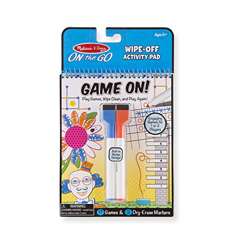 Book Cover Melissa & Doug Game On! Reusable Games Wipe-Off Dry-Erase Travel Activity Pad Game