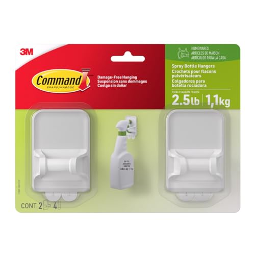Command Spray Bottle Hangers, 2-Hangers, 4-Large Strips (17009-HW2ES)
