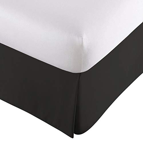 Book Cover Lux Decor Collection Bed Skirt 16 inch Tailored Drop Length â€“ Long Fitted Pleated Dust Ruffle for Bedroom â€“ Soft and Abrasion Resistant Microfiber â€“ Easy Fit Bed Skirts (King, Black)