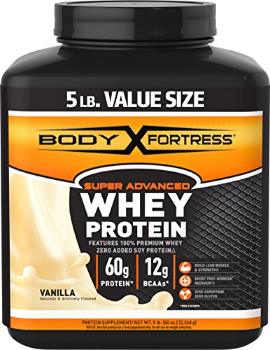 Book Cover Body Fortress Super Advanced Whey Protein Powder, Gluten Free, Vanilla, 5 lbs