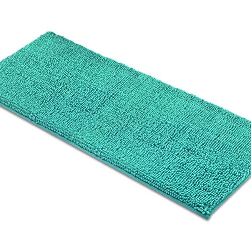 Book Cover MAYSHINE Non-Slip Bathroom Rugs Shag Shower Mat Machine-Washable Bath Mats Runner (47x27.5 Inches) with Water Absorbent Soft Microfibers - Turquoise