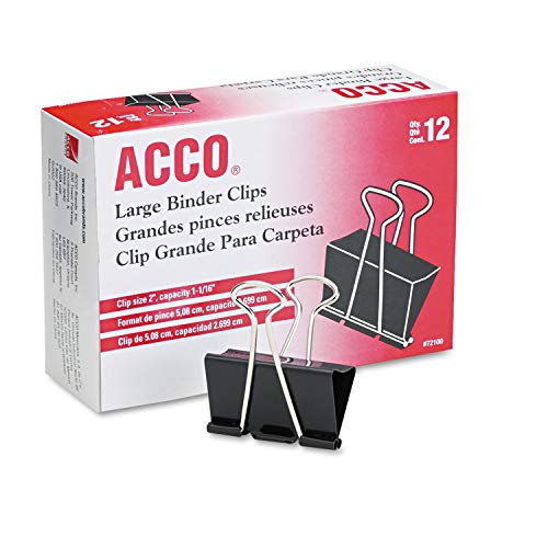 Book Cover ACCO Binder Clips, Large, 2 Boxes, 12 Clips/Box (72102), Black