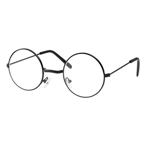 grinderPUNCH Kids Size Non-Prescription Glasses Round Circle Frame Clear Lens Costume (Age 3-10) Black