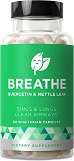 Breathe Sinus & Lungs Breathingâ€“ Seasonal Nasal Health, Immune Support, Open & Clear Airways, Bronchial Wellness, Healthy Chest â€“ Quercetin, Nettle Leaf, Bromelain Pills â€“ 60 Vegetarian Soft Capsules