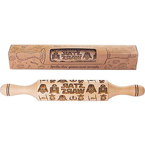 Star wars Rolling Pin Embossing wood engraved gift idea for Baking and Cookies 11.8" inch Length