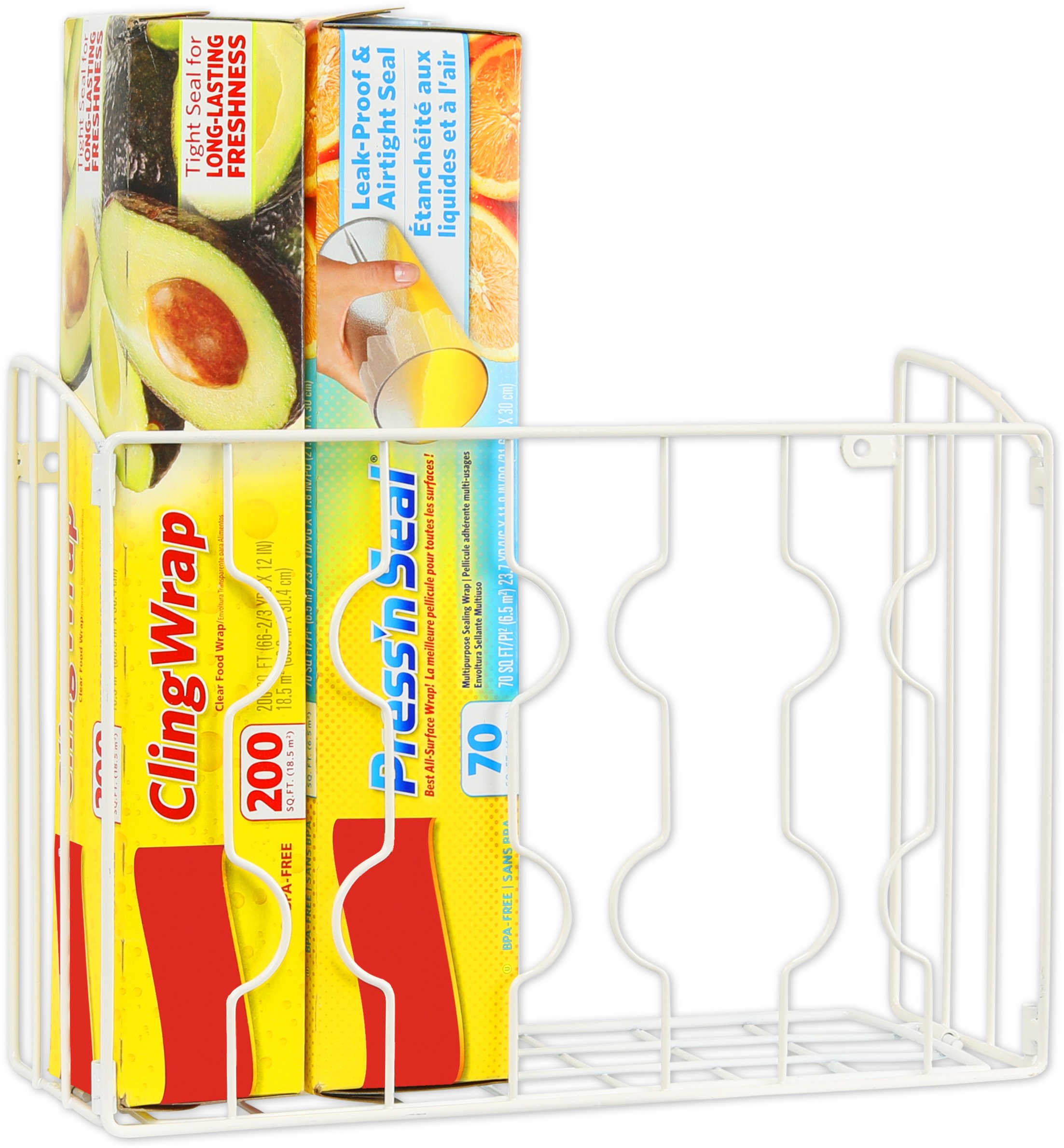 SimpleHouseware Wall Door Mount Kitchen Wrap Organizer Rack, White