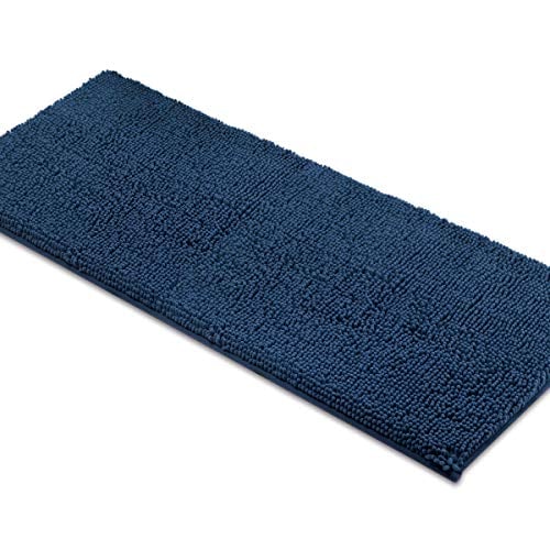 Book Cover MAYSHINE Non-Slip Bathroom Rugs Shag Shower Mat Machine-Washable Bath Mats Runner with Water Absorbent Soft Microfibers - 27.5x47 Inches Dark Blue