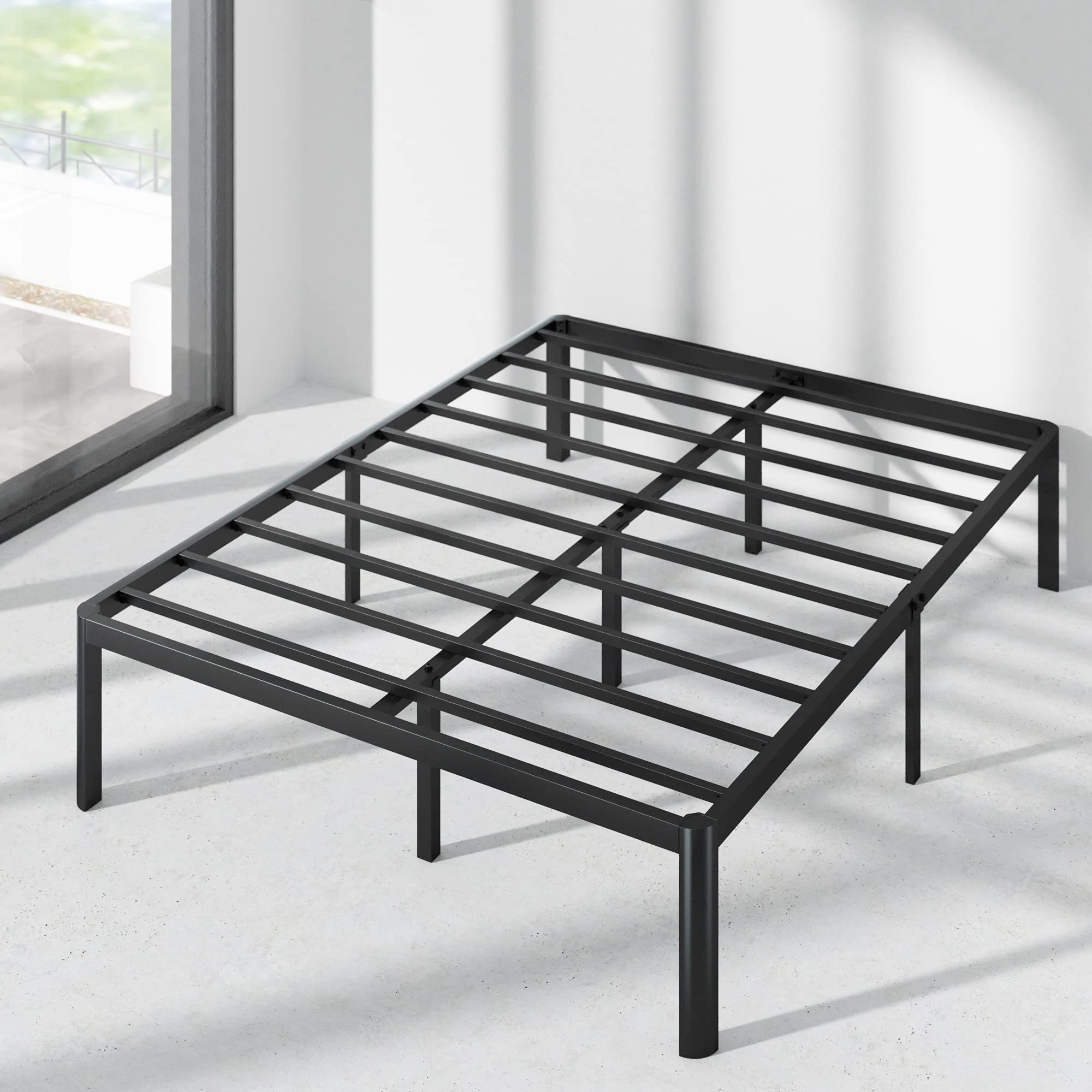 Book Cover ZINUS Van 16 Inch Metal Platform Bed Frame / Steel Slat Support / No Box Spring Needed / Easy Assembly, Black, Full 16 Inch Full