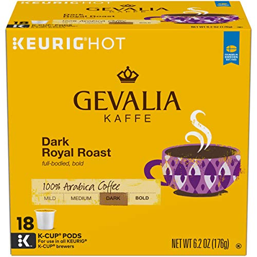 Book Cover Gevalia Dark Royal Roast Coffee Keurig K Cup Pods (72 Count, 4 Boxes of 18)