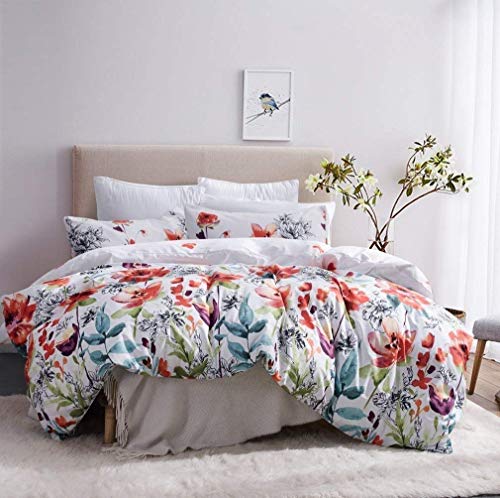 Book Cover Leadtimes Duvet Cover Set Queen Floral Boho Hotel Bedding Sets Comforter Cover with Soft Lightweight Microfiber 1 Duvet Cover and 2 Pillowcases (Queen, Style2)
