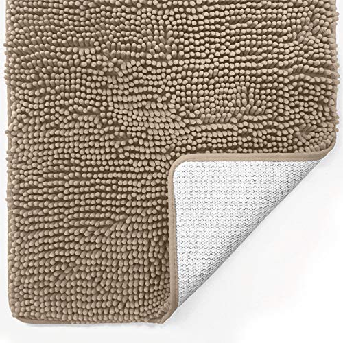 Book Cover Gorilla Grip Original Luxury Chenille Bathroom Rug Mat, 30x20, Extra Soft and Absorbent Shaggy Rugs, Machine Wash Dry, Perfect Plush Carpet Mats for Tub, Shower, and Bath Room, Beige