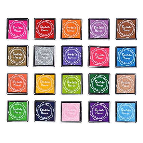 Book Cover LOVOUS 20 Colors Rainbow Craft Finger Ink Pads for Rubber Stamps Card Making Preschool Kids Finger Painting Training Washable Ink Pad Non-Toxic