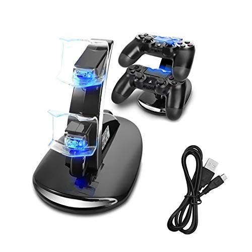 Book Cover Musou Dual USB Charging Charger Docking Station Stand Compatible for Playstation 4/Pro/Slim Controller