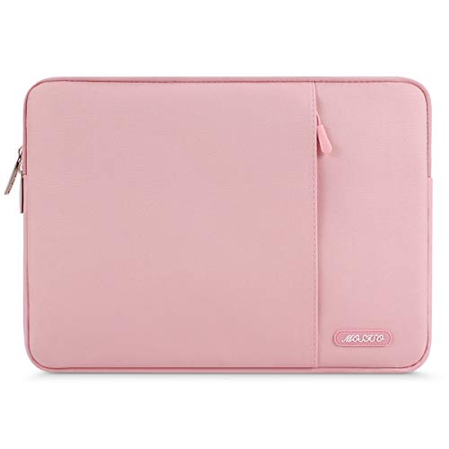 Book Cover MOSISO Laptop Sleeve Bag Compatible with 13-13.3 inch MacBook Pro, MacBook Air, Notebook Computer, Polyester Vertical Case with Pocket, Pink
