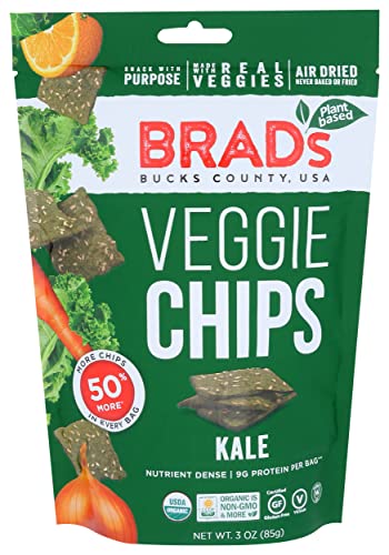 Brad's Plant Based Organic Veggie Chips, Kale, 12 Bags, 36 Servings Total