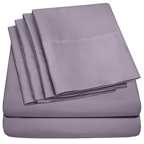 Book Cover Cal King Size Bed Sheets - 6 Piece 1500 Thread Count Fine Brushed Microfiber Deep Pocket California King Sheet Set Bedding - 2 Extra Pillow Cases, Great Value, California King, Plum