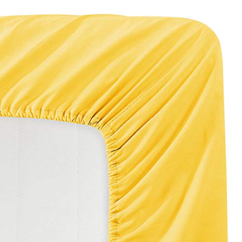 Book Cover Luxe Bedding 100% Brushed Microfiber Solid Color Deep Pocket Fitted Sheet - Hotel Quality - Wrinkle, Fade, Stain and Abrasion Resistant (Queen, Yellow)